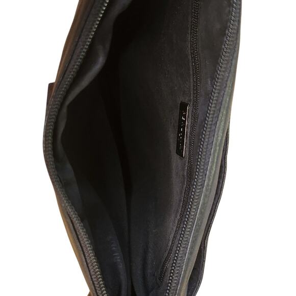 Vintage Perlina Black Leather Shoulder Crossbody Bag Purse - Picture 6 of 8